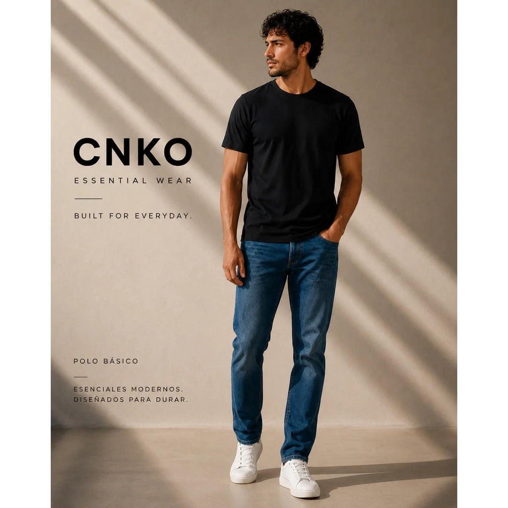 Polo básico negro para hombre CNKO